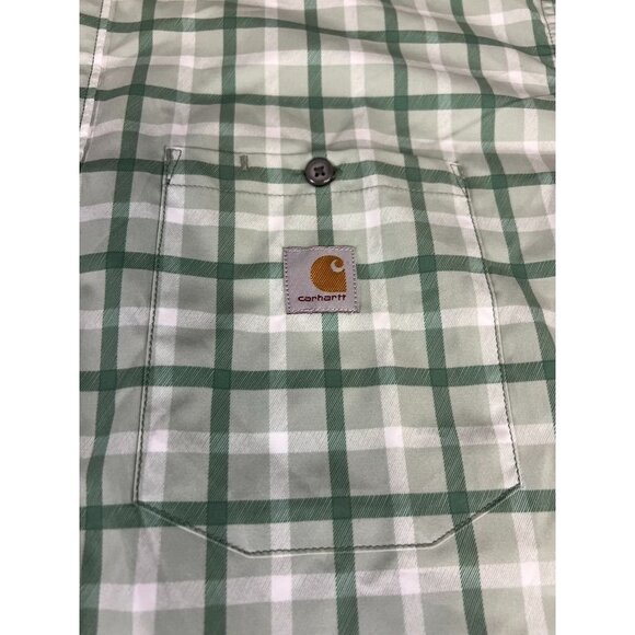 Carhartt Men's Force Sun Defender Rugged Flex Plaid Short Sleeve Shirt Green XL - Picture 2 of 9